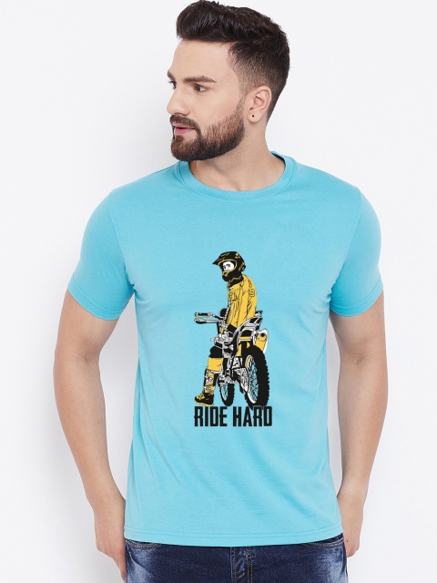 

wesquare Men Blue Printed Round Neck T-shirt