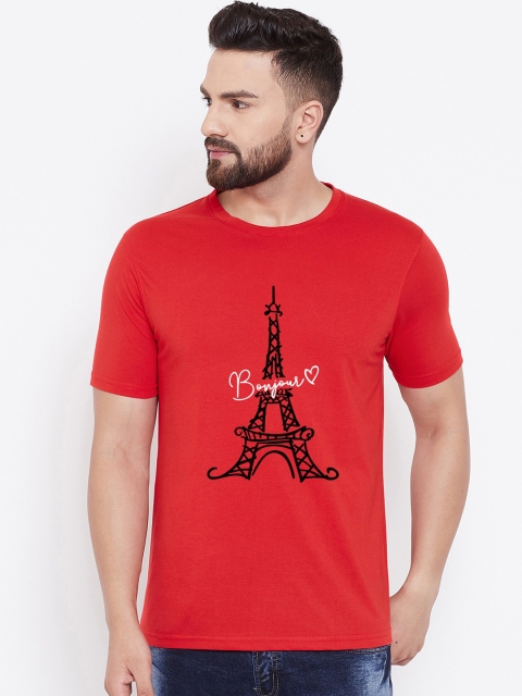 

wesquare Men Red Printed Round Neck T-shirt