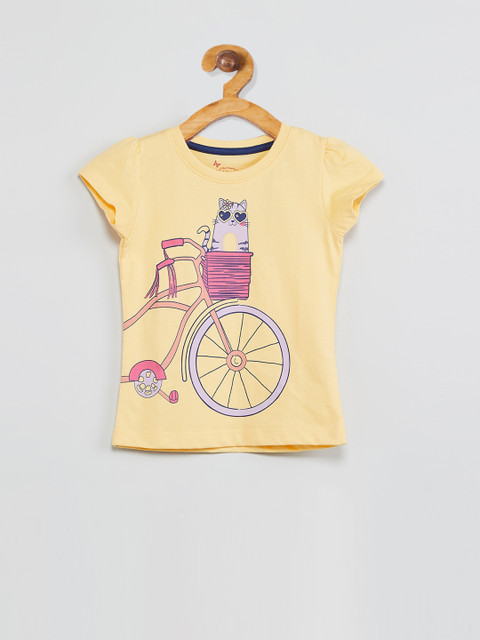 

max Girls Yellow & Pink Printed Top