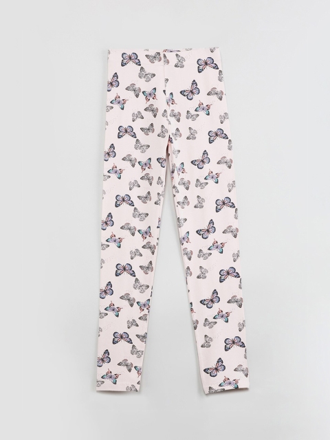 

max Girls Pink & Black Printed Ankle-Length Leggings