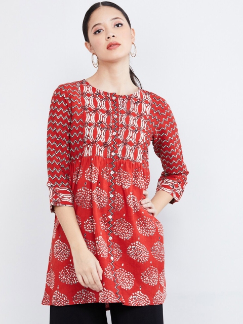 

max Women Red & White Printed Tunic