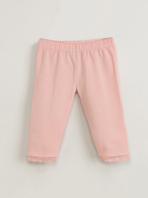 max Girls Peach-Coloured Solid Ankle-Length Leggings