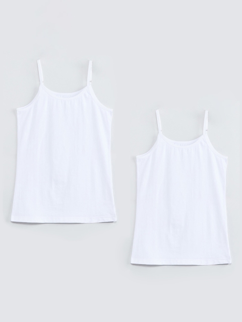 

max Girls Pack Of 2 White Solid Camisoles P19EIN02