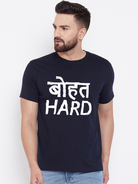 

wesquare Men Navy Blue Printed Round Neck T-shirt