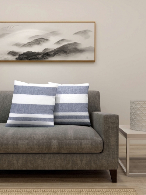 

KLOTTHE Set Of 2 Blue & White Striped Square Cushions