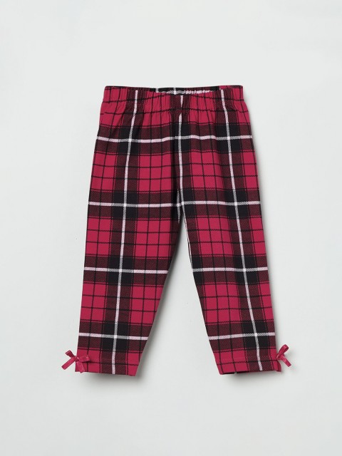 

max Girls Red & Black Checked Ankle-Length Leggings