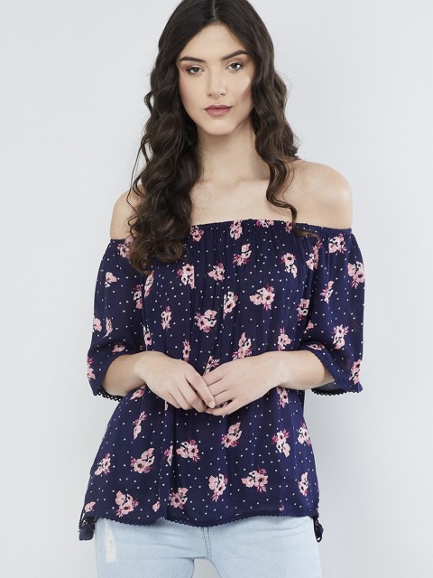 

max Women Blue Printed Top