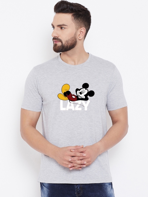 

wesquare Men Grey Printed Round Neck T-shirt