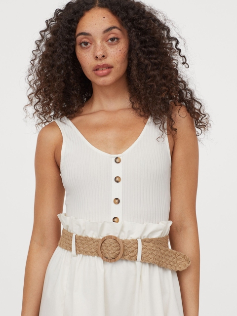 

H&M Women White Ribbed Body