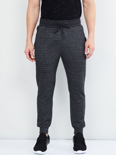 

max Men Black Self-Design Straight-Fit Joggers