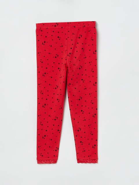 

max Girls Red & Black Printed Ankle-Length Leggings