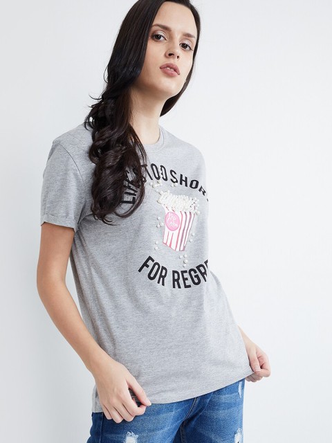 

max Women Grey Embellished Top