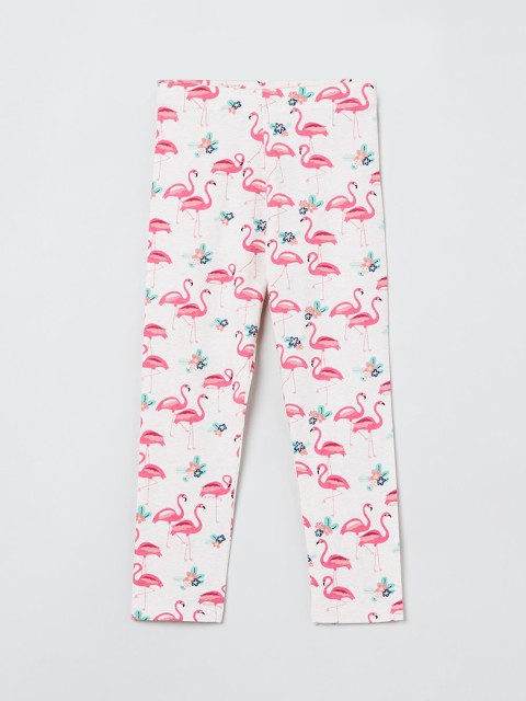 

max Girls Grey & Pink Flamingo Printed Ankle-Length Leggings