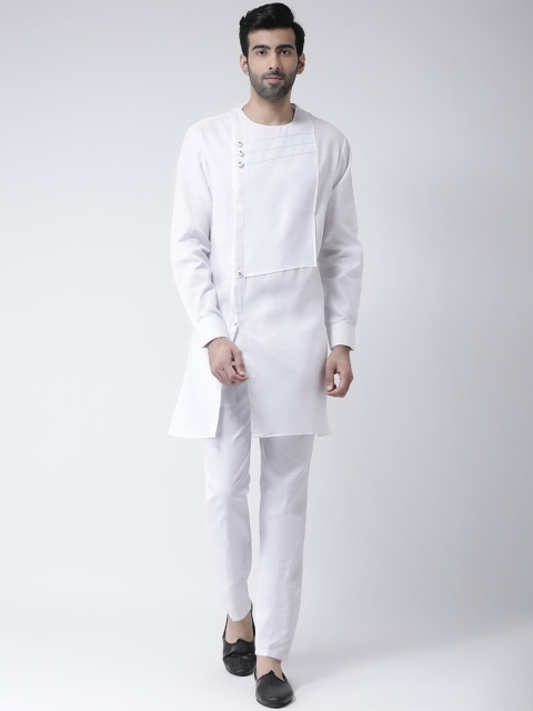 

SG LEMAN Men White Solid Kurti with Pyjamas