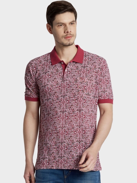 

ColorPlus Men Red & White Floral Print Polo Collar T-shirt
