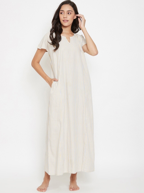 

The Kaftan Company Off-White Striped Nightdress
