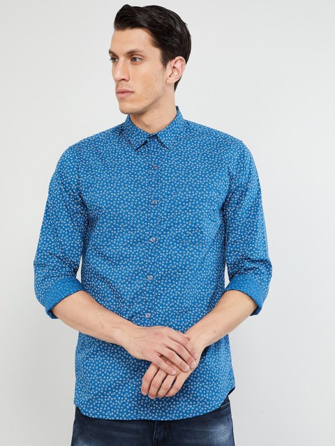 

max Men Blue Slim Fit Printed Casual Shirt