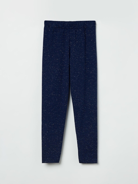 

max Girls Navy Blue solid Ankle-Length Leggings