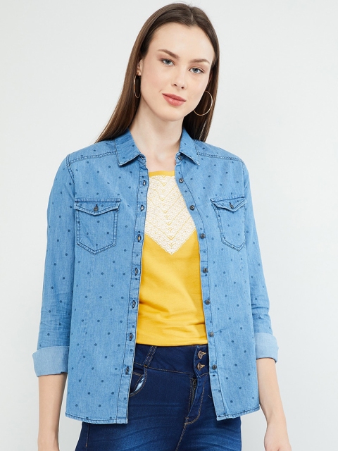 

max Women Blue Regular Fit Faded Casual Shirt
