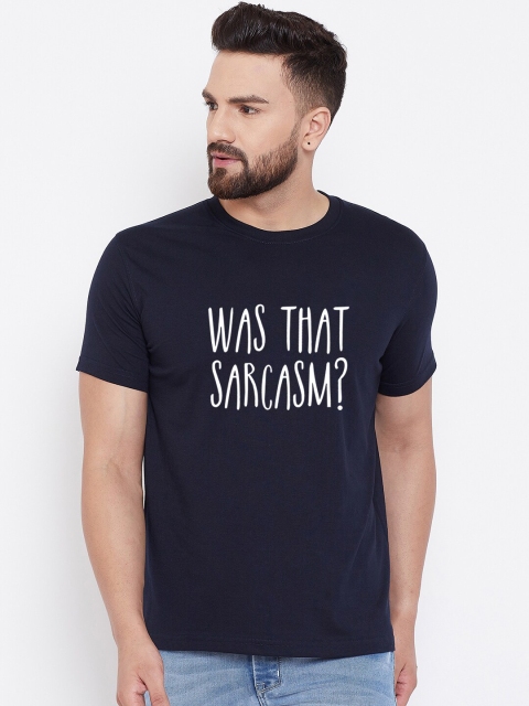 wesquare Men Navy Blue Printed Round Neck T-shirt