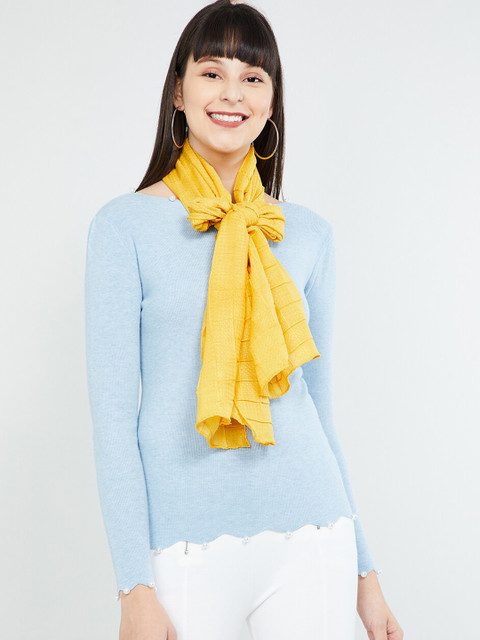 

max Women Mustard Yellow Solid Scarf