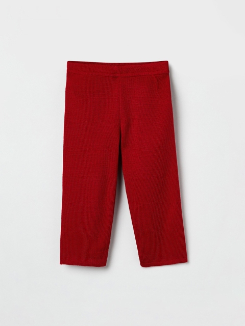 

max Girls Red Solid Ankle-Length Leggings