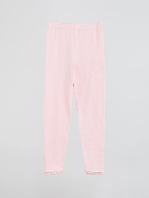 

max Girls Pink Solid Ankle-Length Leggings