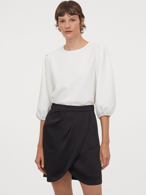 

H&M Women Black Solid Wrapover Skirt