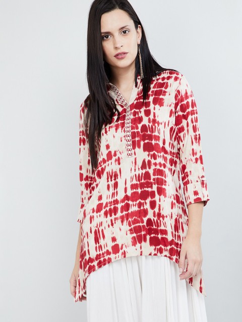 

max Women's Red & Beige Printed Tunic