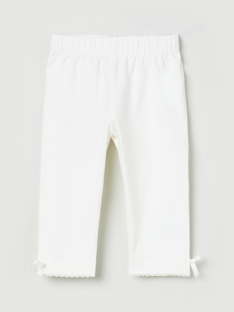 

max Girls White Solid Ankle-Length Leggings