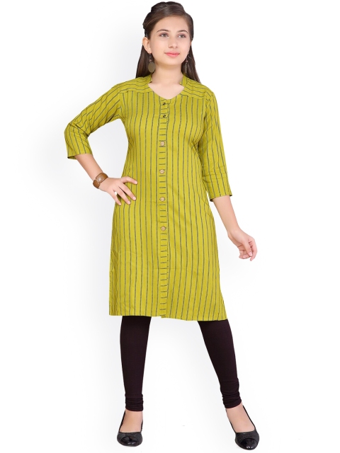 

Aarika Girls Green Striped Straight Kurta