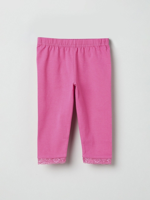 

max Girls Pink Solid Ankle-Length Leggings