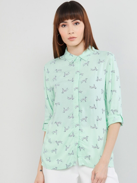 

max Women Blue Regular Fit Printed Casual Shirt