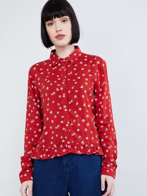 

max Women Red Regular Fit Printed Casual Shirt