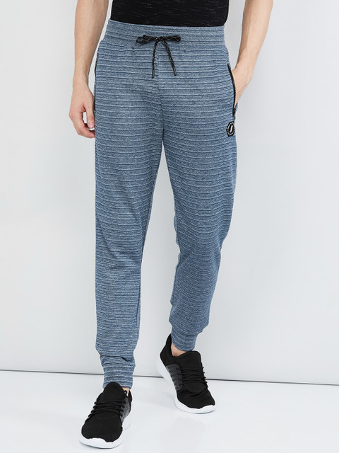 

max Men Blue Striped Straight-Fit Joggers