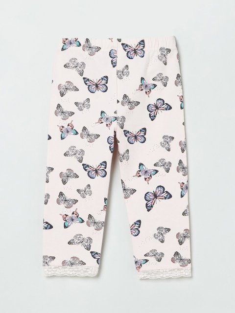 

max Girls Pink & Blue Printed Ankle-Length Leggings
