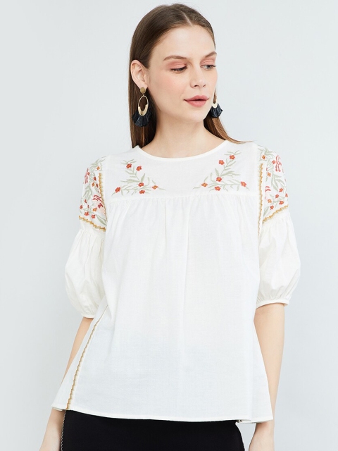 

max Women Off-White Embroidered Top