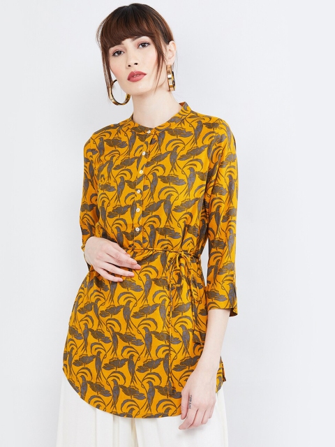 

max Women's Yellow & Grey Printed Tunic