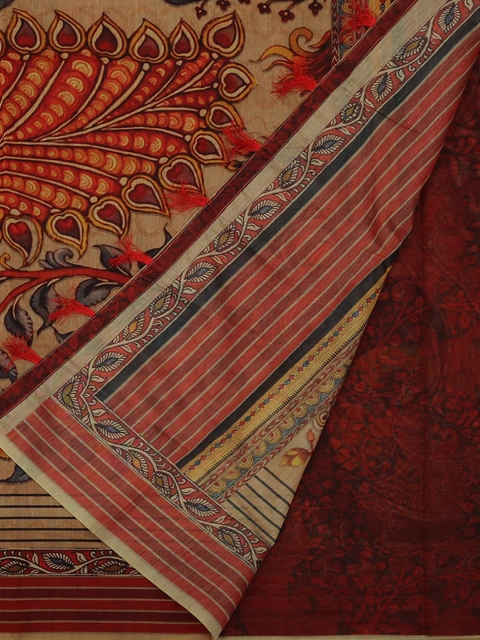 

Pothys Maroon & Beige Pure Cotton Woven Design Saree