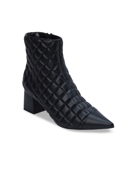 

CHARLES & KEITH Women Black Textured Heeled Boots