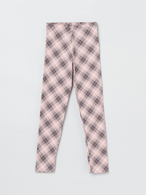 

max Girls Pink & Black Checked Ankle-Length Leggings