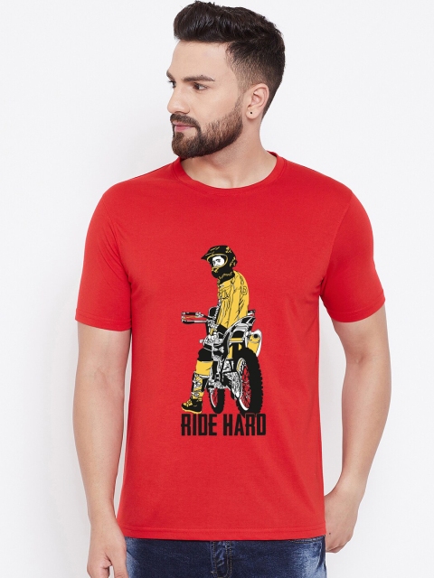 

wesquare Men Red Printed Round Neck T-shirt