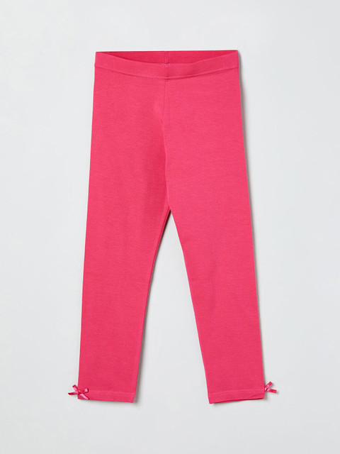 

max Girls Pink Solid Ankle-Length Leggings