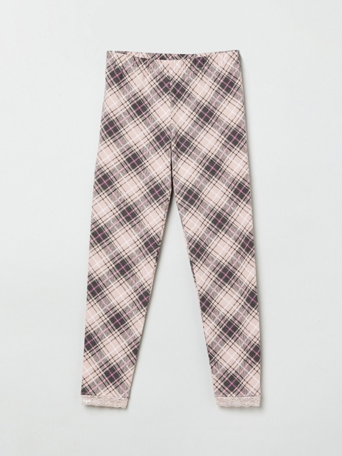 

max Girls Pink & White Checked Ankle-Length Leggings