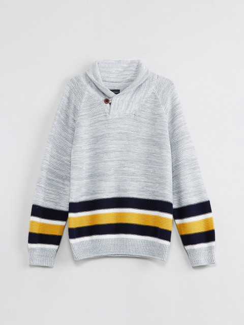 

max Boys Grey Striped Pullover Sweater