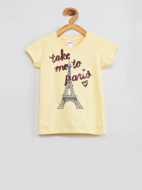 

max Girls Yellow Printed Top