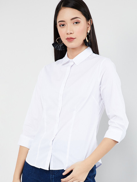 

max Women Off-White Regular Fit Solid Casual Shirt