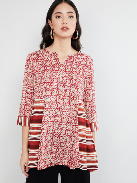 

max Women Red & White Printed Tunic