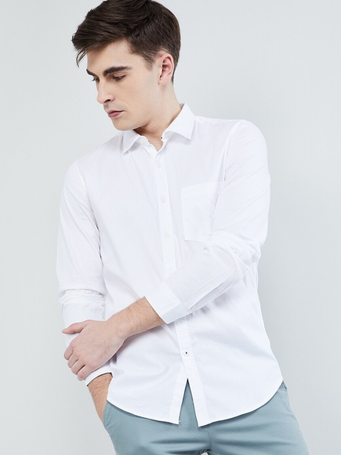 

max Men White Slim Fit Solid Casual Shirt