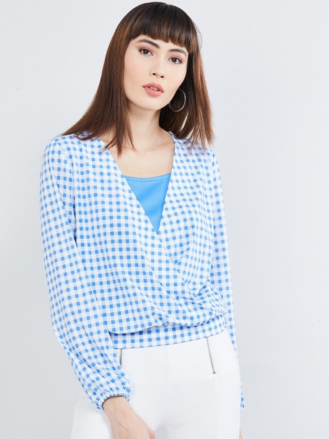 

max Women Blue & White Checked Top